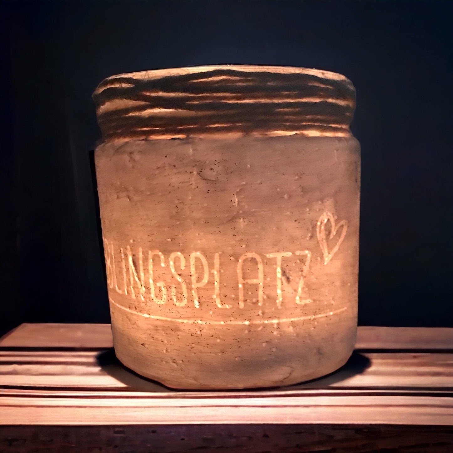 Handgemachtes Windlicht / Deko Glas mit Motiv Lieblingsplatz.